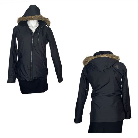 BURTON Dry Ride Black Jacket Snowboard Ski Winter Removable Hood Size Small - Picture 13 of 13